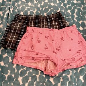 (2 PACK) Hot Pink Cherry & Plaid Women’s Boxer Shorts